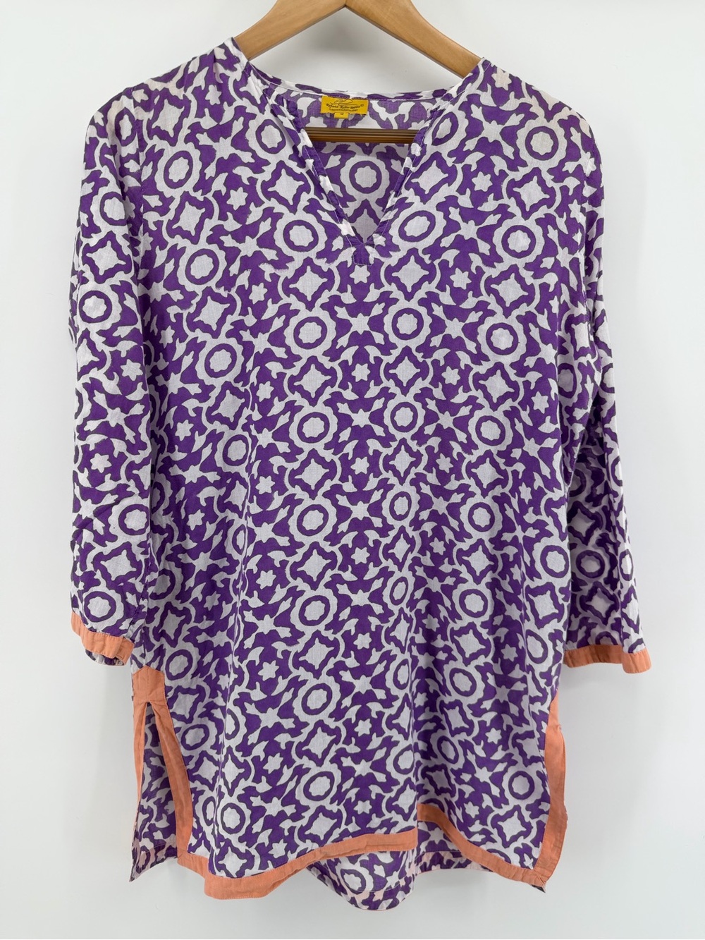 Roberta Roller Rabbit Swim Cover Up Womens S Small Purple White Tunic